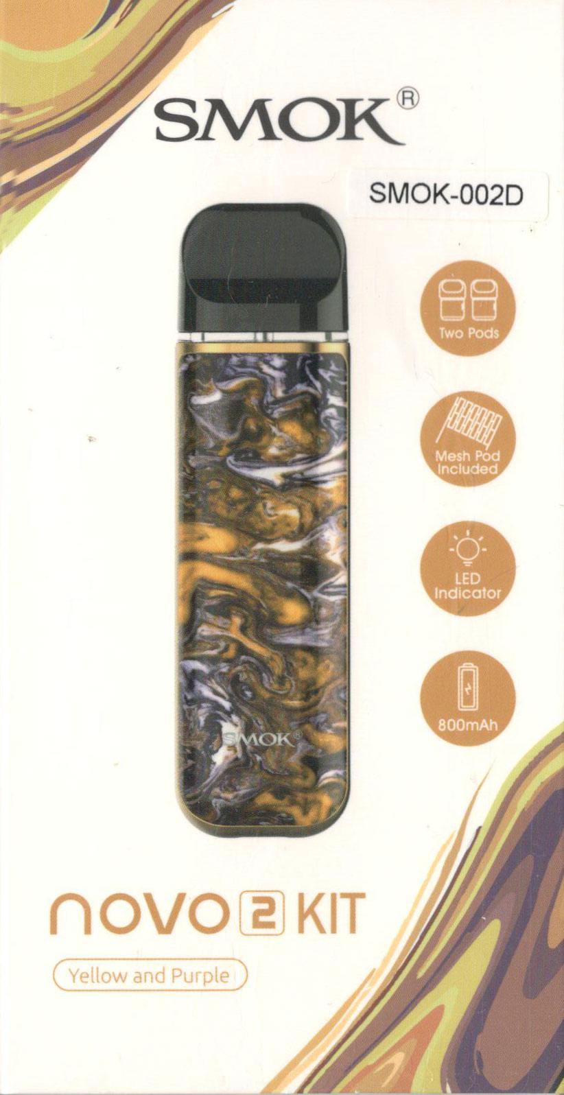 Набор SMOK NOVO 2 Pod 800mAh Kit SMOK-002D Yellow and Purple Resin фото